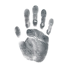 Front view of male Open five fingers hand palm modern monochrome vintage engraving illustration Overlay PNG isolated on Transparent Background