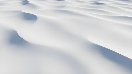 Snow-covered sand dunes ripple in soft light&mdash;merging desert stillness with winter purity in surreal harmony.