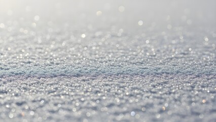 Close-up of snow crystals with bokeh light and soft hues&mdash;evoking serenity, texture, and ethereal winter calm.