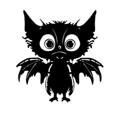 Cute Cartoon Bat with Sports Equipment Silhouette Art