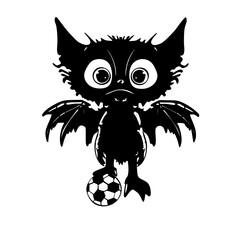 Cute Cartoon Bat with Sports Equipment Silhouette Art