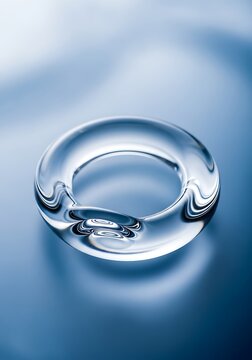 Translucent toroid on a soft blue gradient surface, abstract design element
