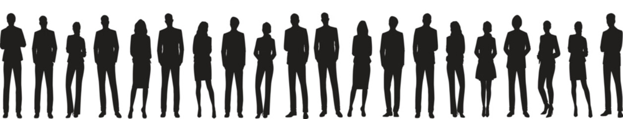 vector black and white background business people are silhouette art