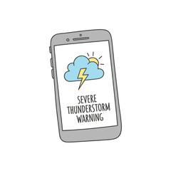 Warning notification of severe thunderstorm on smartphone screen  