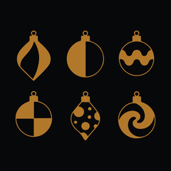 Golden Christmas Ornament Bauble Vector Icon.