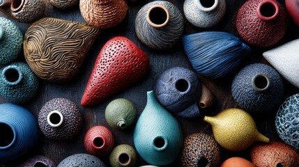 Colorful thread spools and yarns in textured close-up for knitting and sewing craftsmanship background photo