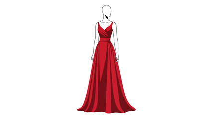 A red floorlength gown on a white mannequin