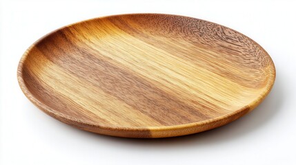 Wooden plate on white background