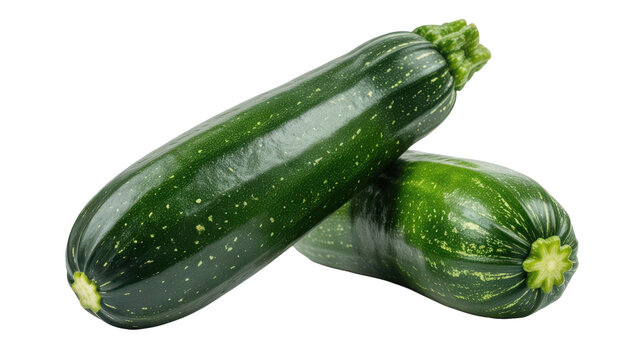 Two fresh green zucchinis isolated on white background