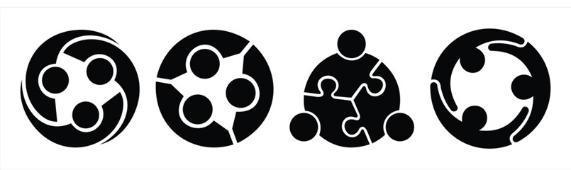 Social network people sharing together, Teamwork People Puzzle. Partners People Teamwork Collaboration. vector logo design