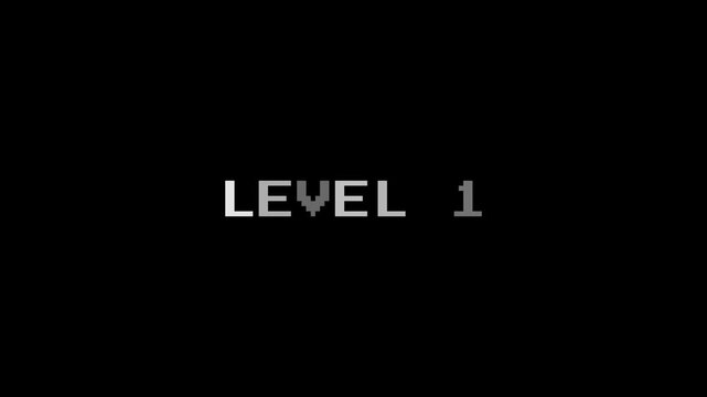 Level 1 Pixel Text. Arcade Stage Intro Display