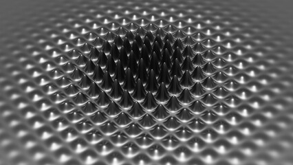 Black and White Sound Waves 3D Geometric Abstract Composition