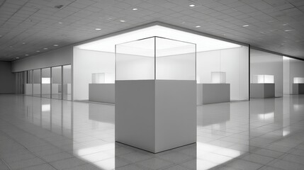 Modern white corporate office hallway with glass walls for architecture branding presentation photography display marketing visuals clean minimalist workspace