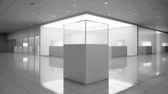 Modern white corporate office hallway with glass walls for architecture branding presentation photography display marketing visuals clean minimalist workspace