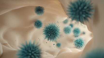 Microscopic virus particles inside organic tissue tunnel