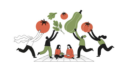 Collaborative Group Celebrating the Abundance of Sustainable and Organic Produce