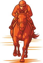 Fototapeta premium Jockey and Horse Charging Forward in a Race horse racing