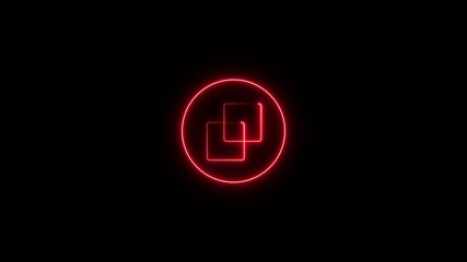 Neon copy icon color glowing animated, copy file sign neon icon on black background with looped neon lines abstract - Powered by Adobe