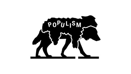 populism symbol, black isolated silhouette