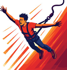 Man bungee jumping with arms outstretched and vibrant background © Nargis