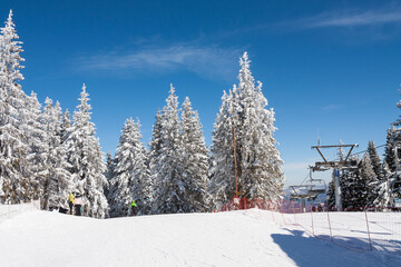 Cable car on ski resort Pamporovo Bulgaria