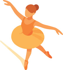 Orange Tutu Ballerina Dancing with Soft Shadow ballet