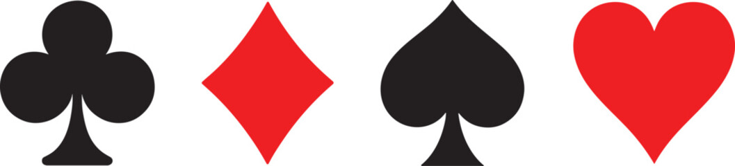 Obraz premium Classic suit deck icon set featuring heart, spade, club, and diamond symbols.