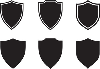 Silhouette shield icon set featuring security, guard, and protection themed shapes.