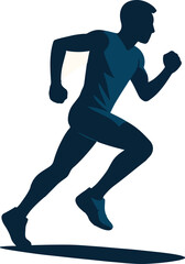 Silhouette of a running man with shadow runner athlete