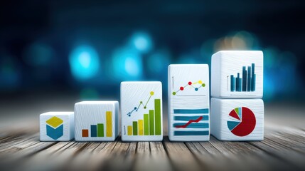 Growth and trends analysis in business performance digital environment infographic illustrations interactive data visualization