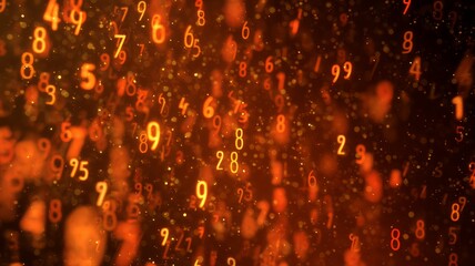 Glowing numeric matrix in amber tones. AI image