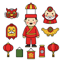 icon set about Chinese New Year, white background. eps