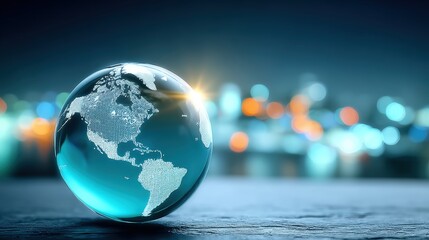 Global connectivity exploring the digital world urban landscape infographic visualization nighttime cityscape futuristic concept