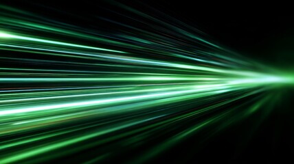 Green light streaks in motion. AI image