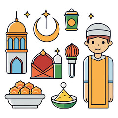 icon set for Eid al-Fitr and Ramadan, eps