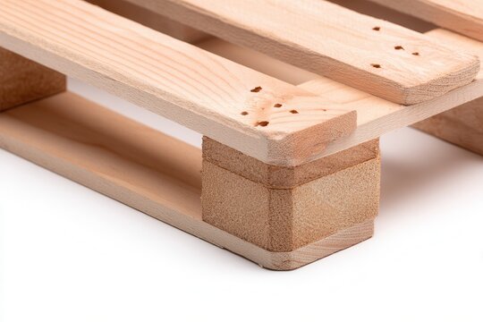 Close-up of a wooden shipping pallet with visible wood grain and fastening nails, isolated on a clean background