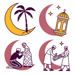 icon set for Eid al-Fitr and Ramadan, eps