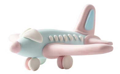 Bright toy airplane in soft colors with simple design. Ideal for children's playtime or creative projects. Fits well in various children-themed designs