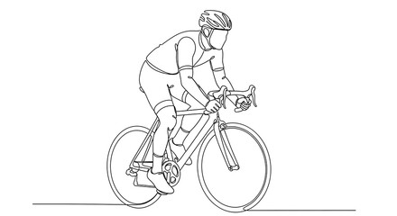 Obraz premium Line art of a cyclist riding a bicycle, minimalist design.