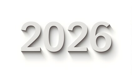 2026 numbers paper cut vector with layered flat design, smooth edges, soft shadow, clean geometry, minimalist style, subtle gradient, commercial-ready artwork