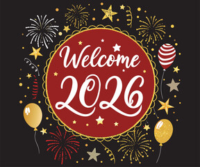 2026New Year Typography Badge