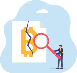 illustrating the process of researching and analyzing the causes of Bitcoin's valuation decline
