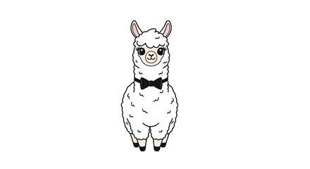 Naklejka premium Elegant Llama with Bowtie - A Charming Animal Illustration.