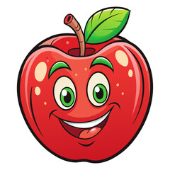 red apple cartoon icon, white background. eps