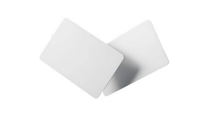 Two blank white cards with rounded corners, overlapping, isolated on white background isolated on transparent background