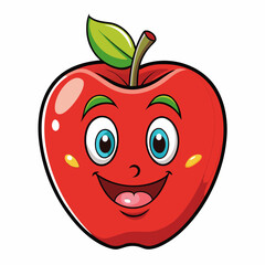 red apple cartoon icon, white background. eps