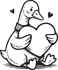 romantic valentine goose holding a heart