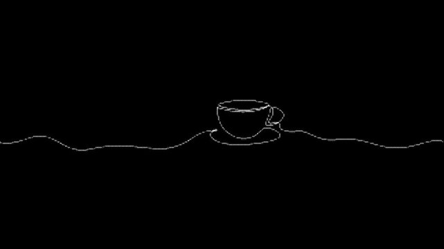 One line drawing Minimalist Teacup video dither effect 