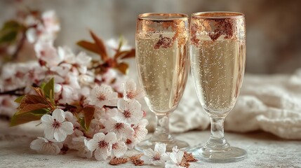 Elegant Cherry Blossom Champagne Glasses: Celebrating Spring with Sparkling Joy