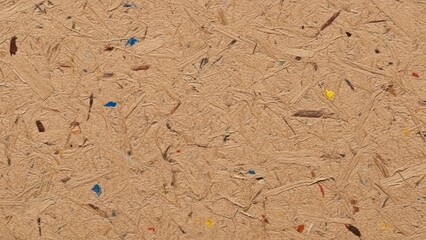 Close-up of textured particle board surface with colored specks